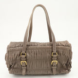 PRADA Logo Nappa Gaufre Leather Shoulder Bag Greige BR4443