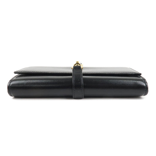 GUCCI Jackie 1961 Leather Chain Wallet WOC Black Gold 652681  d