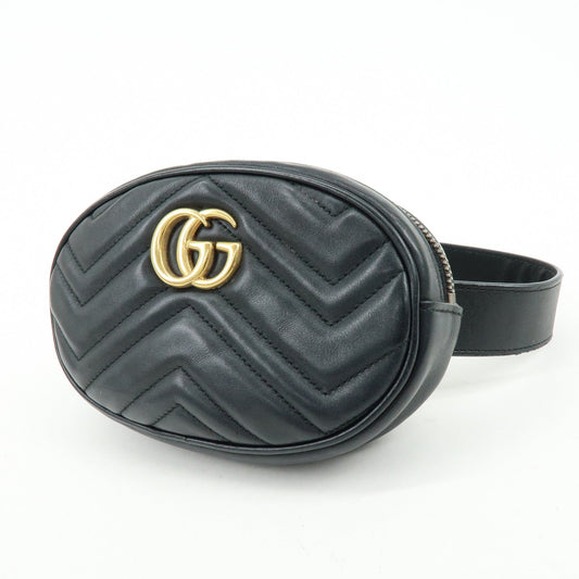 GUCCI GG Marmont Leather Waist Pouch Body Bag Black
