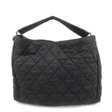 CHANEL Matelasse Canvas Large Shoulder Bag Black Silver