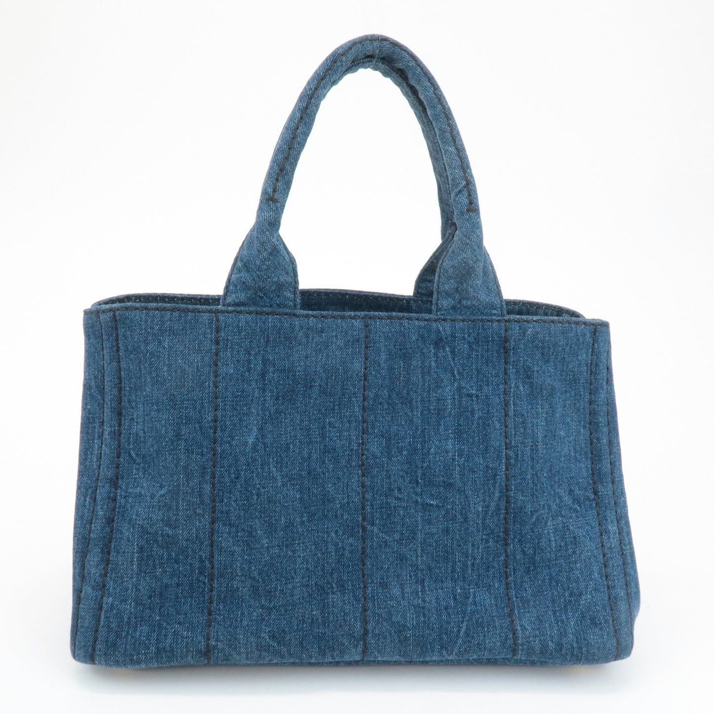PRADA Triangle Logo Canapa Canvas Denim Hand Bag Navy B1877B  d
