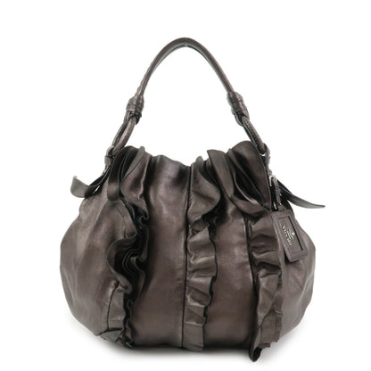 PRADA Logo Nappa Leather Shoulder Bag Hand Bag Bronze BR3993