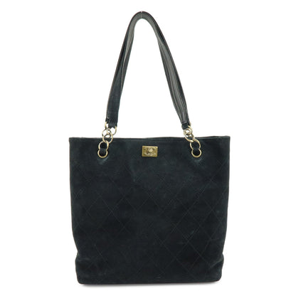 CHANEL Matelasse COCO Mark Suede Tote Bag Shoulder Bag Black