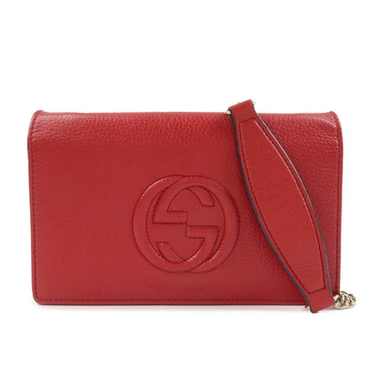 GUCCI SOHO Interlocking G Leather Chain Shoulder Bag Wallet 598211