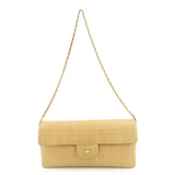 CHANEL Chocolate Bar Lamb Skin Chain Shoulder Bag Beige Gold  d