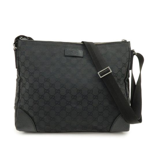 GUCCI GG Canvas Leather Shoulder Bag Messenger Bag Black 110054