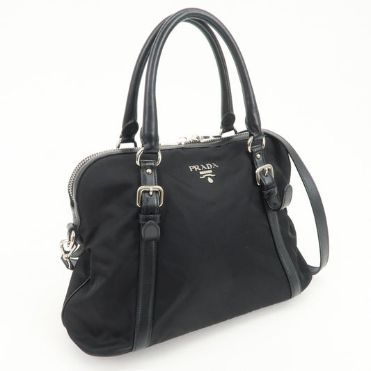PRADA Nylon Leather 2Way Bag Hand Bag Shoulder Bag Black 1BB912