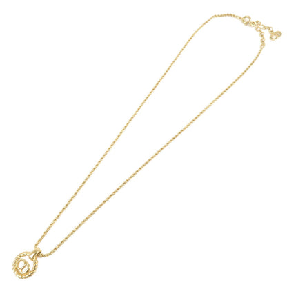 Christian Dior Tone Logo Metal Pendant Necklace Gold