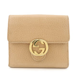 GUCCI Interlocking G Leather Bi-Hold Compact Wallet Brown 615525