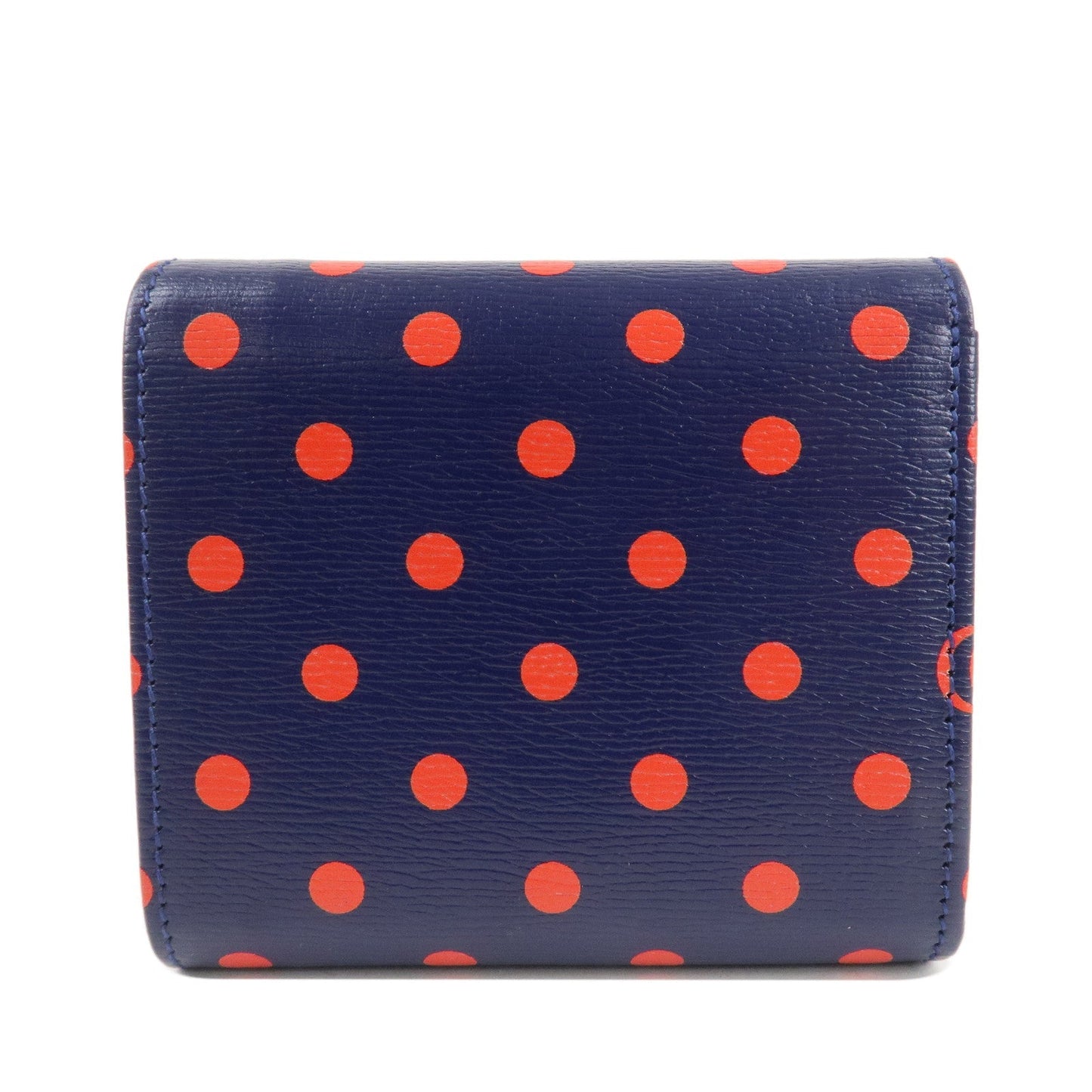 GUCCI Horsebit Dot Pattern Leather Bifold Wallet Navy Red 621891  d