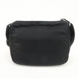 PRADA Triangle Logo Nylon Saffiano Leather Shoulder Bag Black