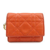Christian Dior Lady Dior Cannage Leather Tri-fold Compact Wallet