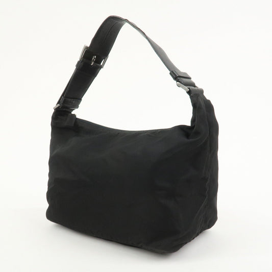 PRADA Triangle Logo Nylon Leather Shoulder Bag Hand Bag Black