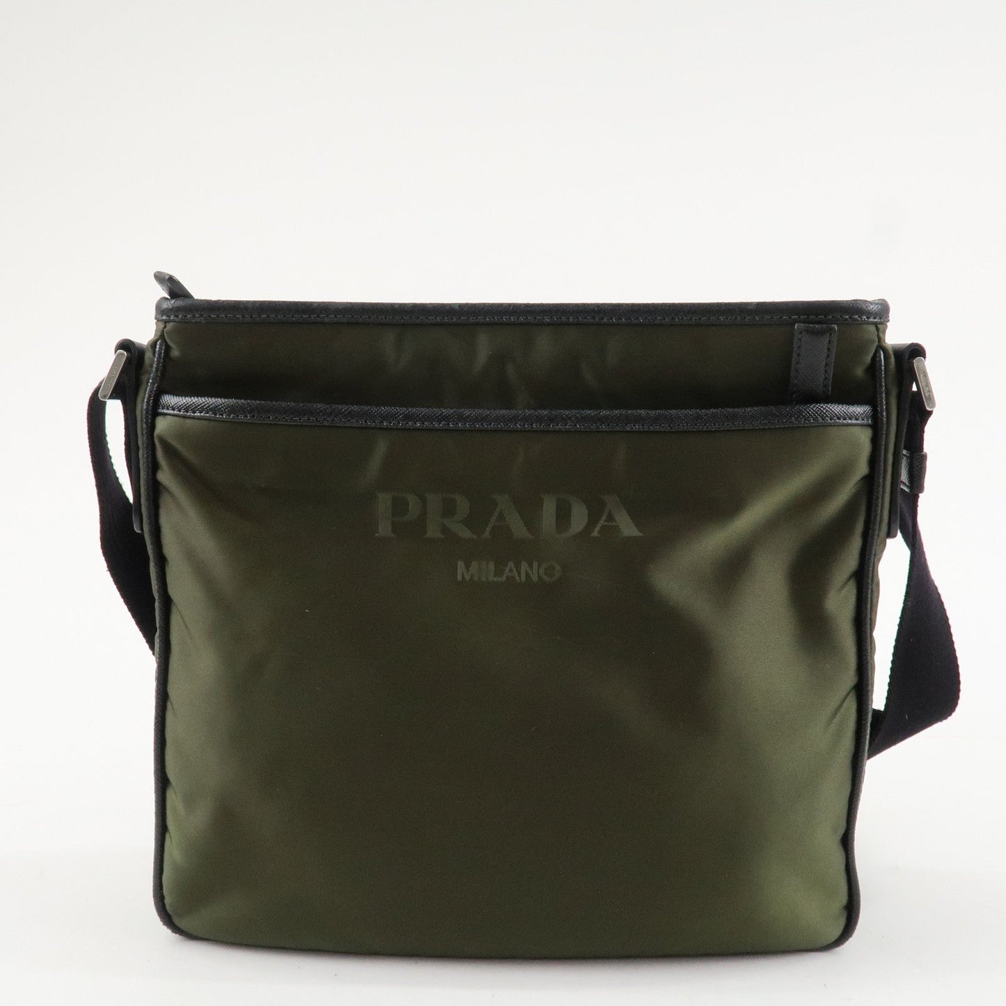 PRADA Triangle Logo TESSUTO+SAFFIAN Leather Nylon Shoulder Bag 2VH797  d