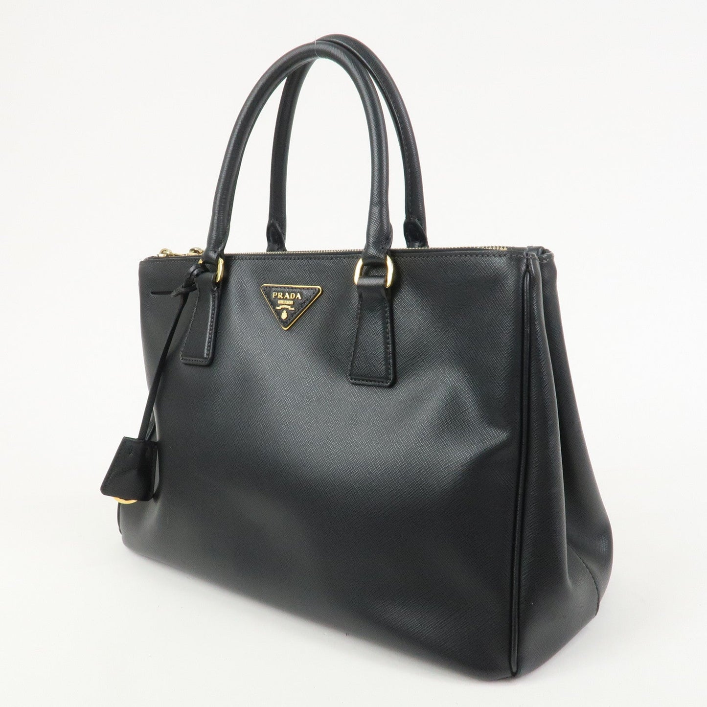 PRADA Galleria Triangle Logo Saffiano Leather 2Way Bag Black BN2274