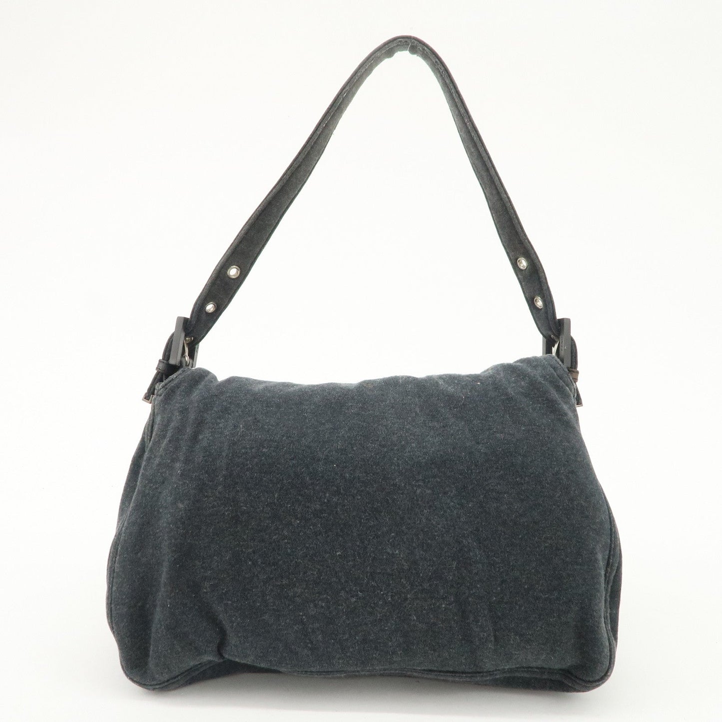 FENDI Mamma Baguette Zucca Cotton Shoulder Bag Gray 26325  d
