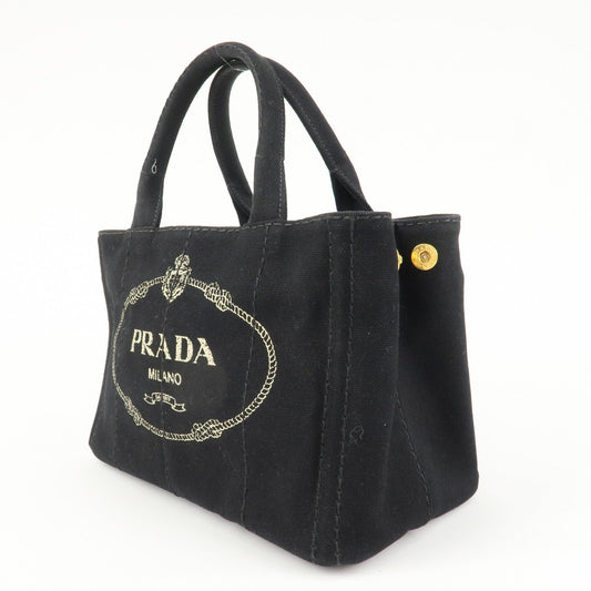 PRADA Canapa Mini Canvas 2Way Bag Hand Bag Shoulder Bag Black 1BG439  d
