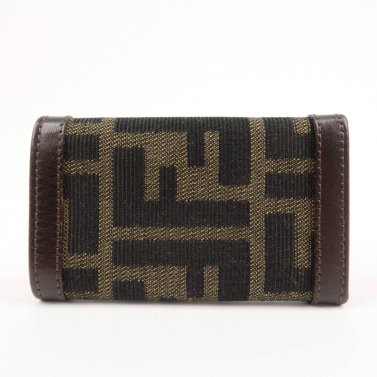 FENDI Zucca Canvas Leather 6 Ring Key Case Key Holder Brown 10163
