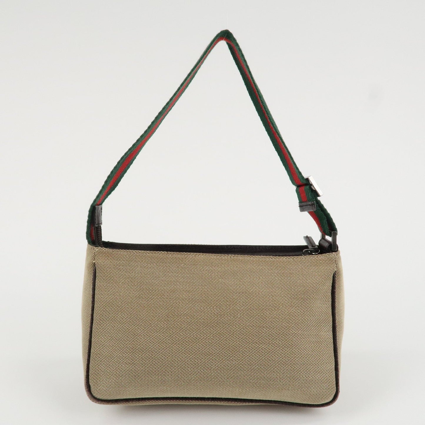 GUCCI Sherry Canvas Leather Pouch Hand Bag Beige Brown 106644  d