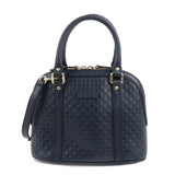 GUCCI Micro Guccissima Leather 2Way Hand Shoulder Bag Navy 449654