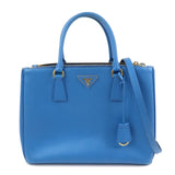 PRADA Triangle Logo Galleria Saffiano Leather 2Way Bag Blue 1BA274