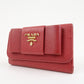 PRADA Logo Saffiano Leather Ribbon 6 Rings Key Case Red 1PG222