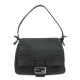 FENDI Zuccino Canvas Mamma Baguette Shoulder Bag Black 8BR001