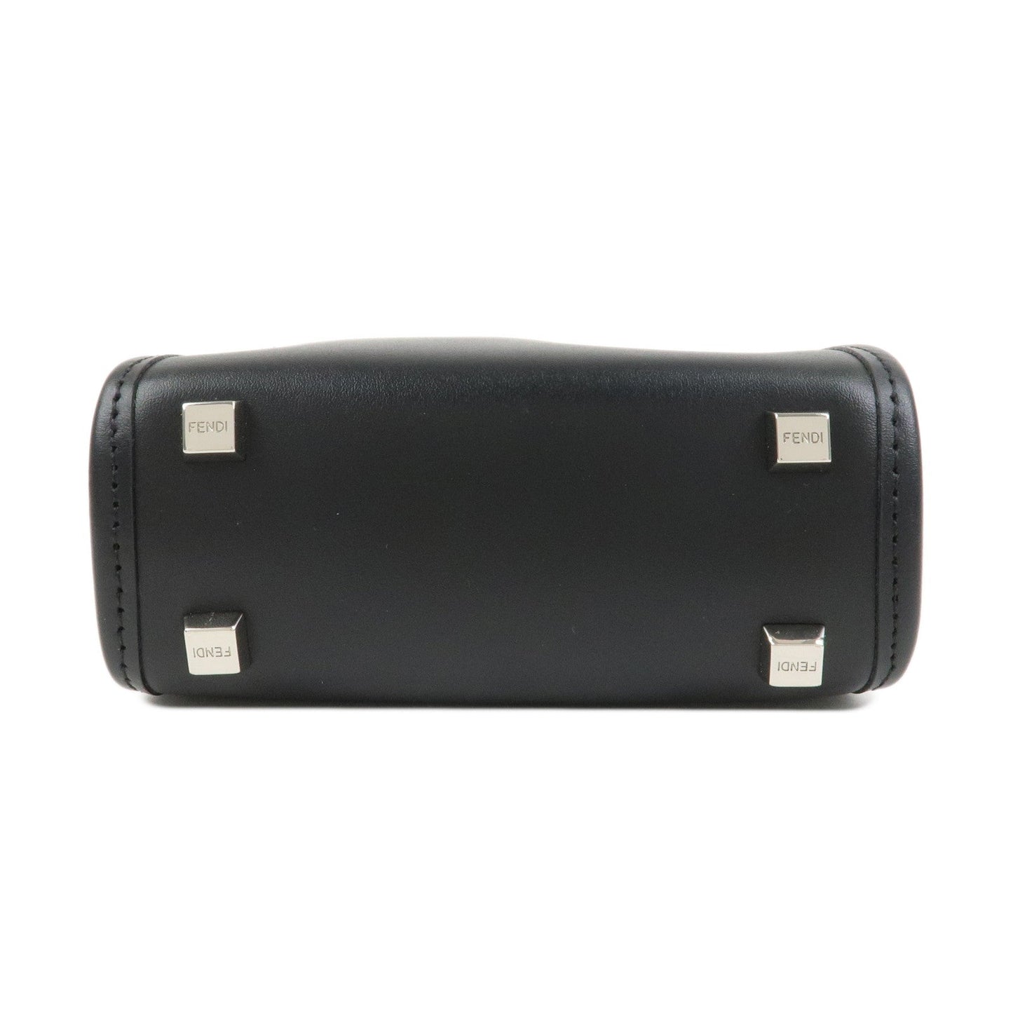 FENDI Leather Sunshine Shopper Small 2Way Bag Hand Bag Black 8BS051