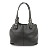 PRADA Triangle Logo Leather Tote Bag Hand Bag Black  d