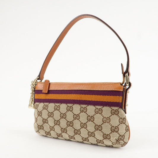 GUCCI Sherry GG Canvas Leather Shoulder Bag Gold Boots Bag Charm 145970  d