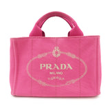 PRADA Logo Canapa Mini Canvas Tote Bag Hand Bag Pink BN2439  d