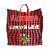 GUCCI Canvas Tote Bag Hand Bag Flower Plaid Red 484690
