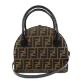 FENDI Zucca Canvas Leather 2Way Hand Bag Shoulder Bag Brown Black