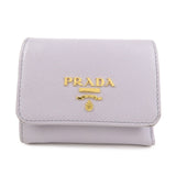 PRADA Saffiano Leather Tri-fold Compact Wallet Light Purple 1MH043