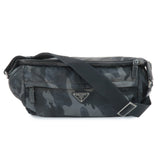 PRADA Triangle Logo Nylon Camouflage Shoulder Bag Black Gray Navy  d