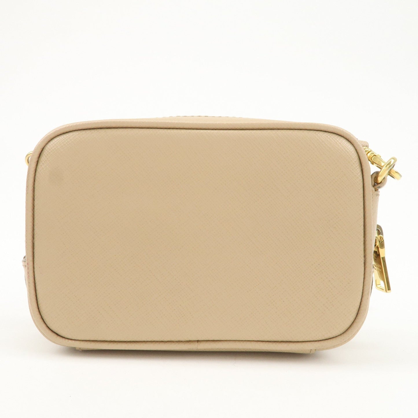 PRADA Logo Saffiano Leather Shoulder Bag Crossbody Bag Beige 1NF674  d