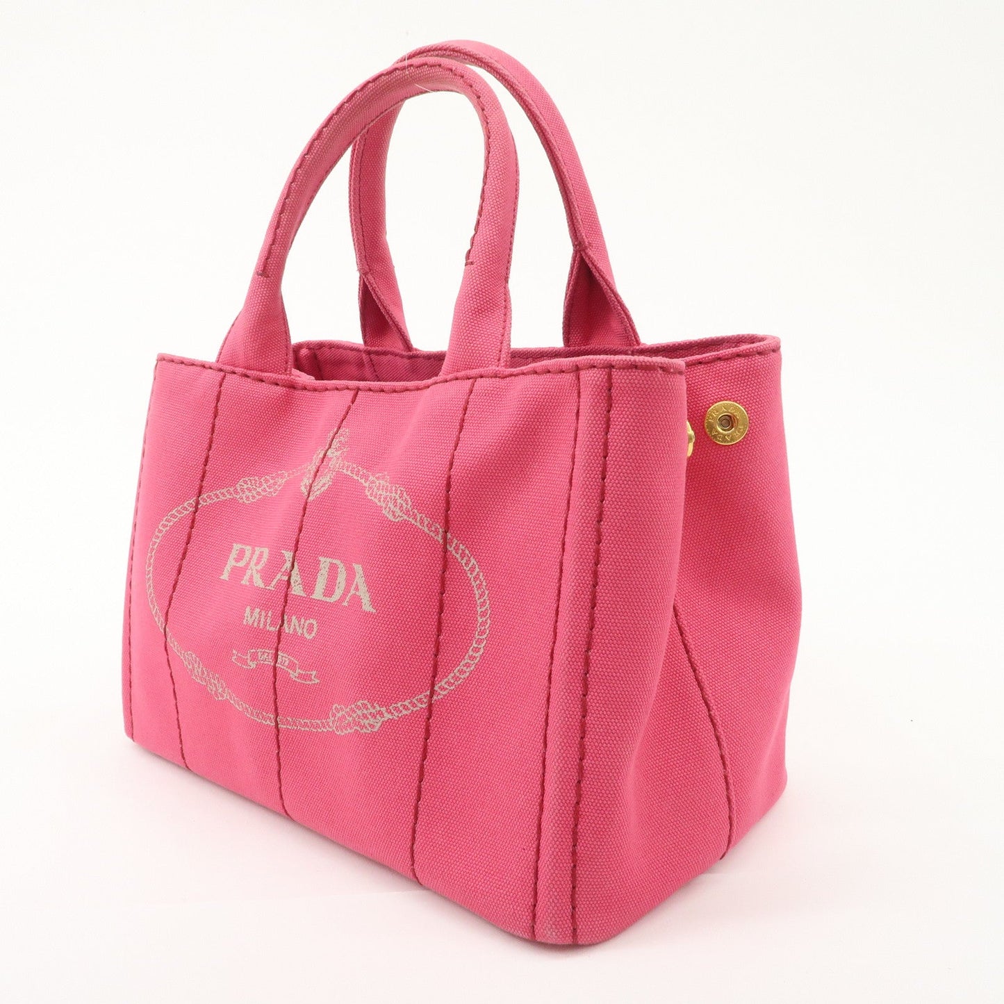 PRADA Logo Canapa Mini Canvas 2Way Tote Bag Pink 1BG439  d