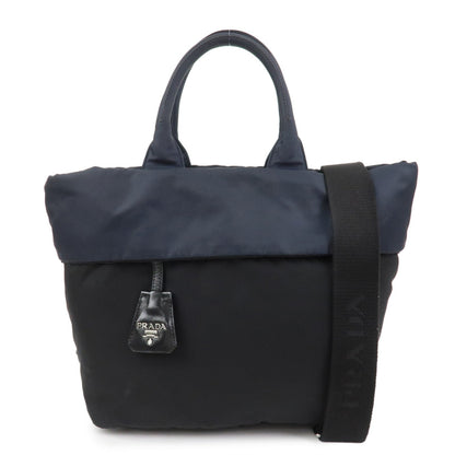 PRADA Nylon 2 Way Bag Hand Bag Shoulder Bag Black Navy BR4521