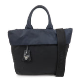 PRADA Nylon 2 Way Bag Hand Bag Shoulder Bag Black Navy BR4521