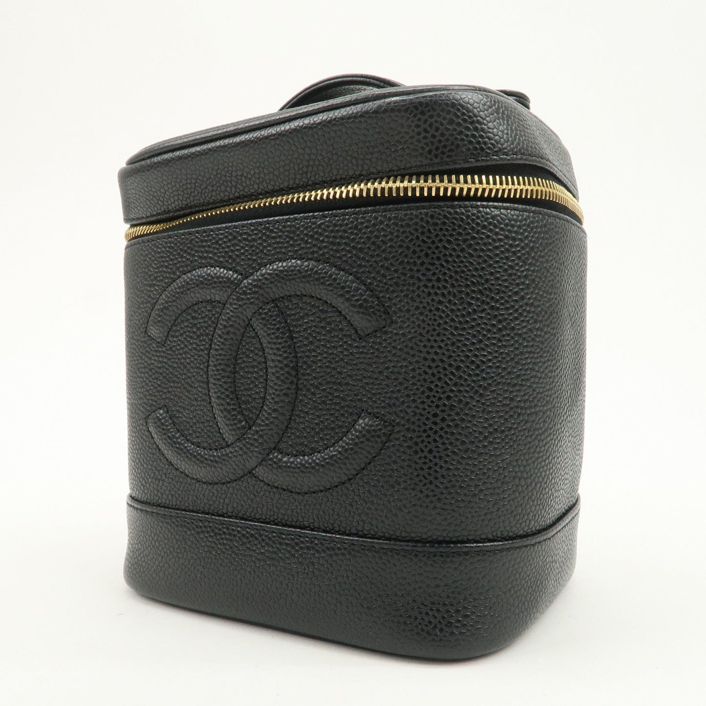 CHANEL COCO Mark Caviarskin Vanity Bag Hand Bag Black A01998