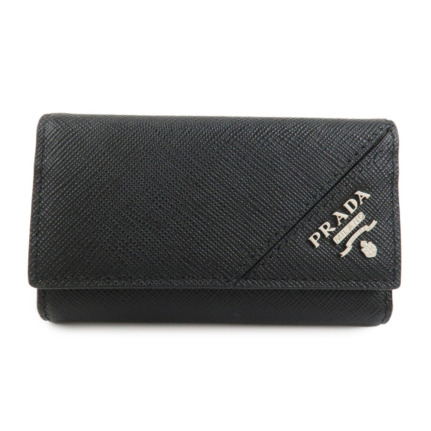PRADA Logo Saffiano Leather 6 Rings Key Case Black 2PG222