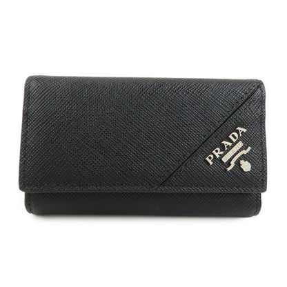 PRADA Logo Saffiano Leather 6 Rings Key Case Black 2PG222