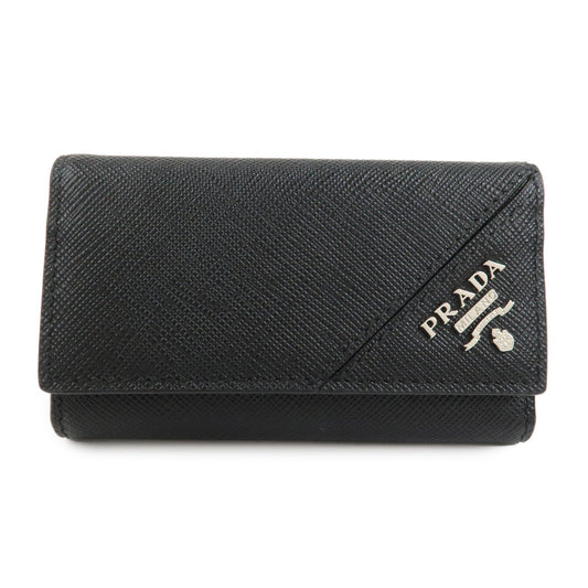 PRADA Logo Saffiano Leather 6 Rings Key Case Black 2PG222