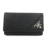 PRADA Logo Saffiano Leather 6 Rings Key Case Black 2PG222