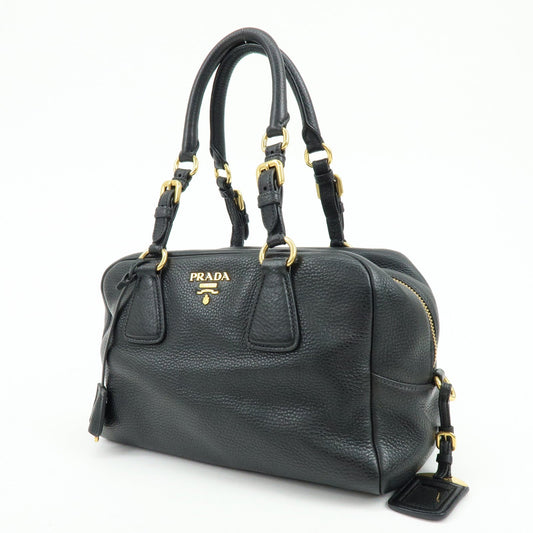PRADA Vitello Daino Leather Shoulder Bag Hand Bag Black B3091M