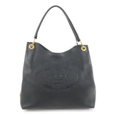 PRADA VITTELLO PHOENIX Triangle Logo Leather Shoulder Bag Black 1BC051  d