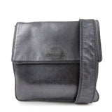 CHANEL Leather Shoulder Bag Crossbody Bag Metallic Gray