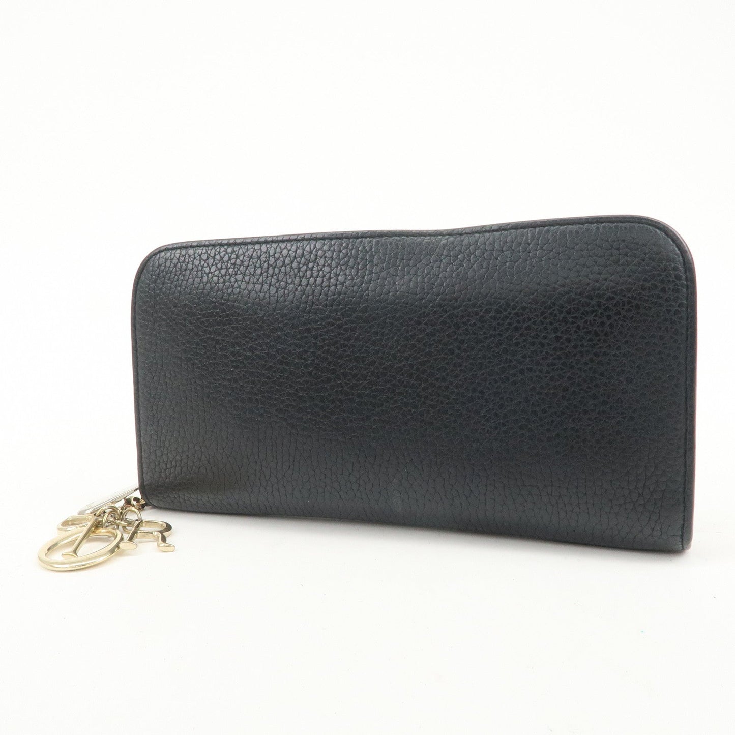 Christian Dior Diorissimo Round Zippy Long Wallet Black Pink