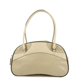 PRADA Leather Bowling Bag Boston Bag Ivory Silver Hardware BL0049  d