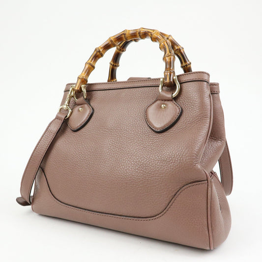 GUCCI Bamboo Diana Leather 2Way Shoulder Bag Hand Bag Brown 308360